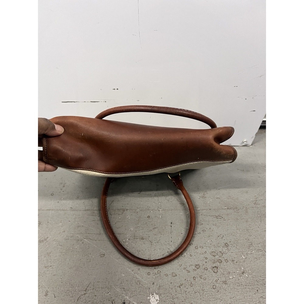 Vintage Dooney & Bourke All Weather Leather Purse Saddle Brown Pebbled‎ Beige - Picture 6 of 12